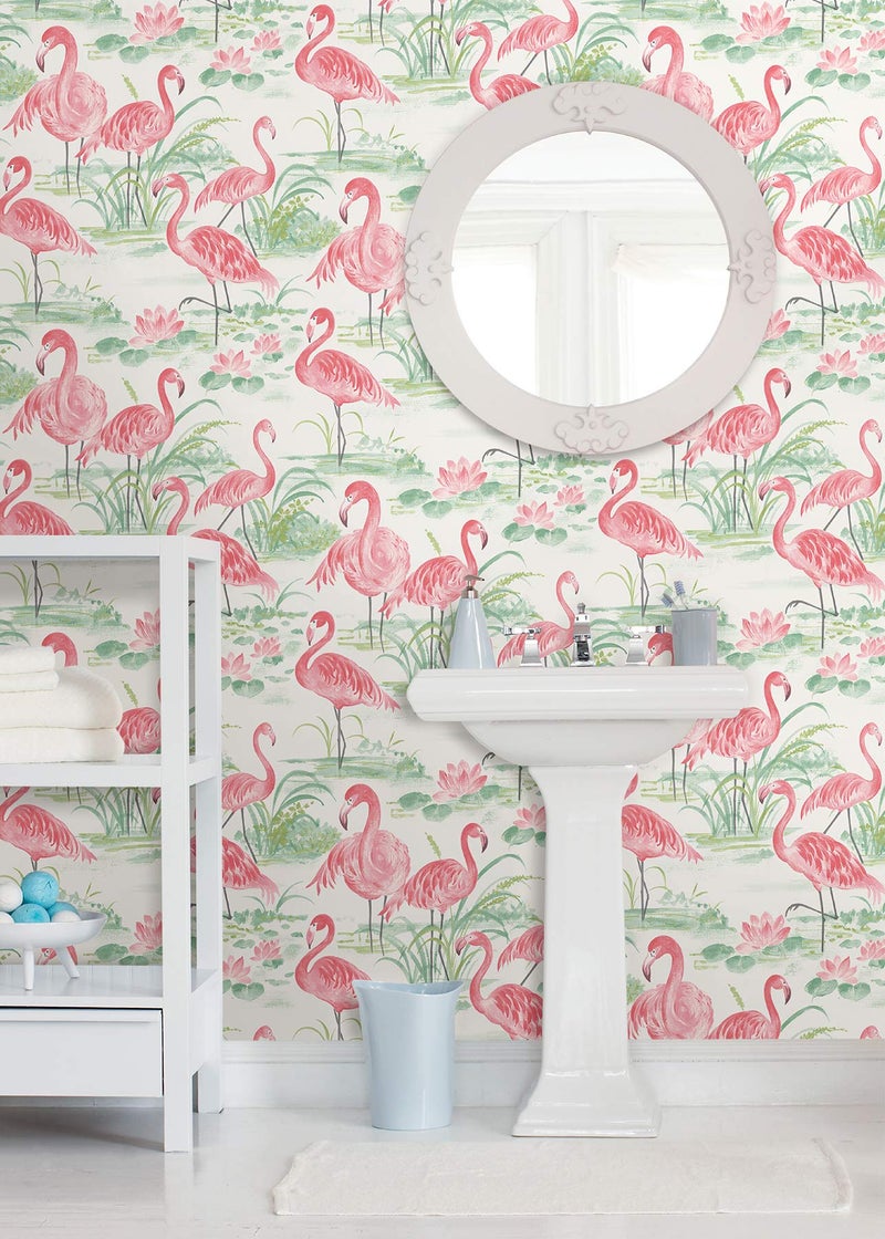 NuWallpaper NUS3679 Flamingo Beach Peel & Stick Wallpaper, Pink - Image 4